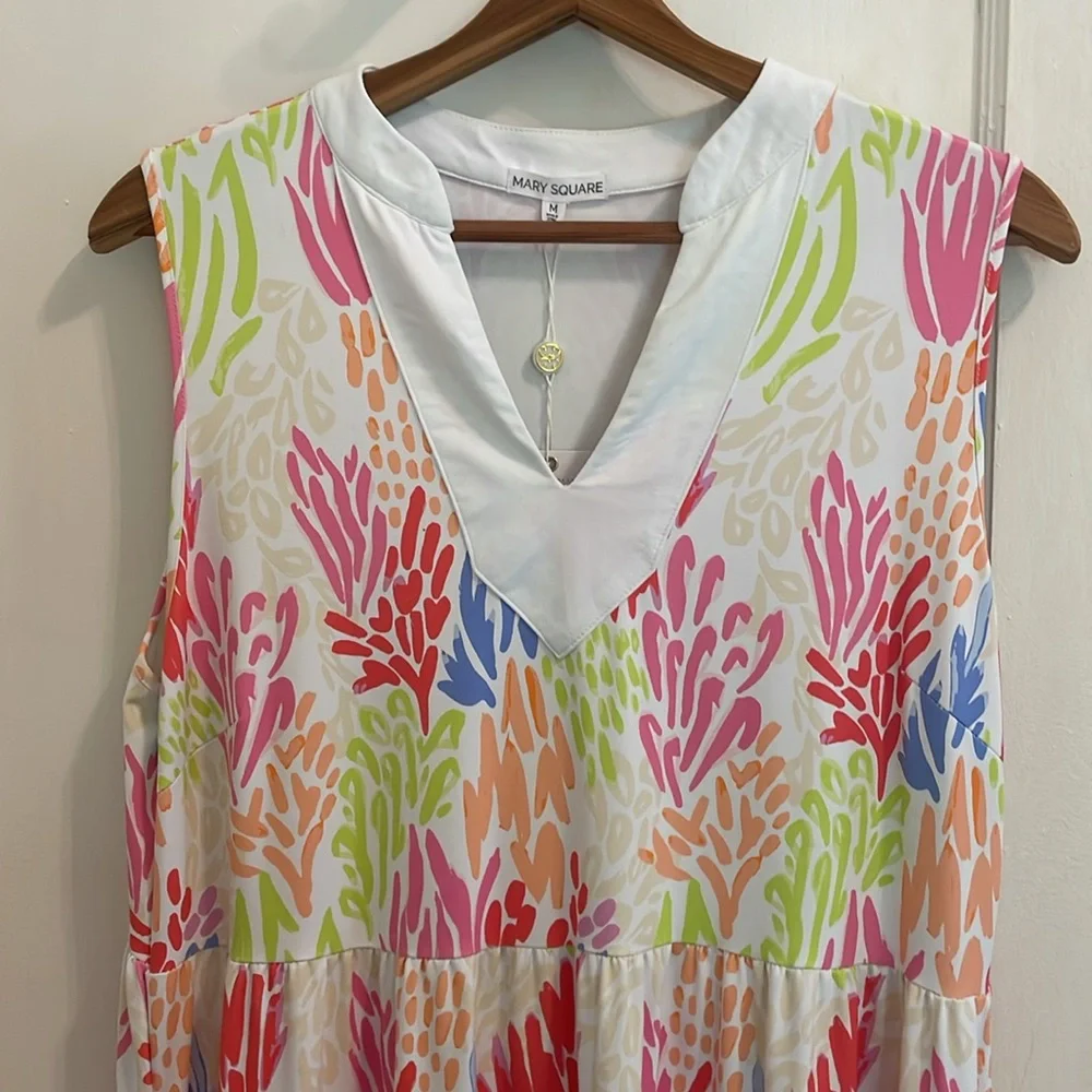 SOLD. New Mary Square Newport Dress Coral Cove White UPF 50 size Medium - Picture 6 of 16